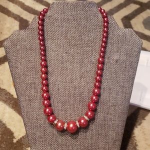 Paparazzi red pearl necklace w earrings